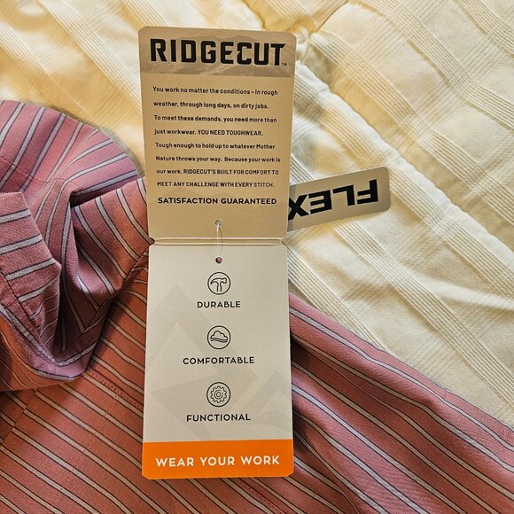 Ridgecut Toughwear Women’s Pink Striped Short-Sleeve Camp Shirt-SMALL - Picture 8 of 9